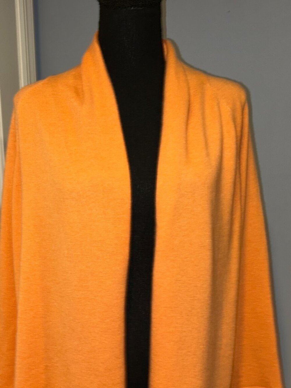 Manrico Cashmere Cardigan, Open Front, Orange, Made in Italy, Sz Small, Ladies